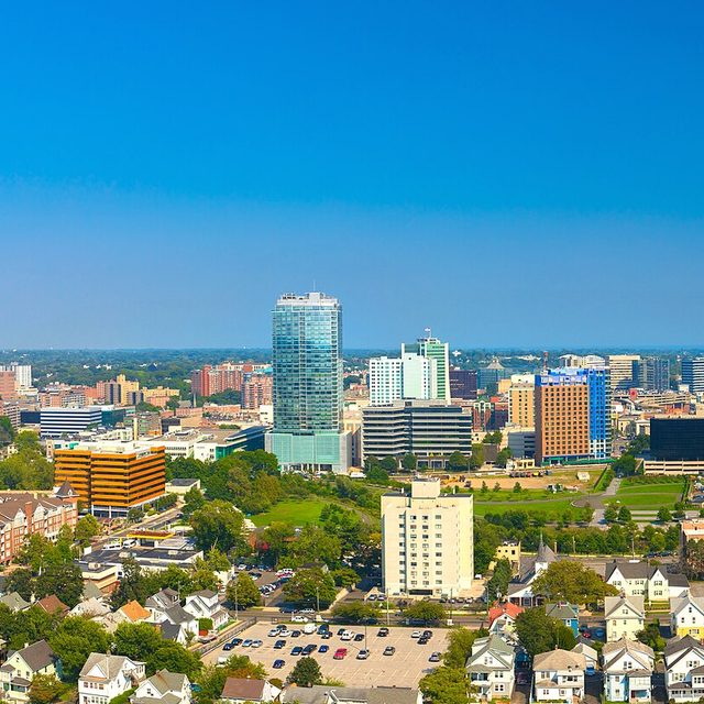 Downtown Stamford, Connecticut, where several large hedge funds are based