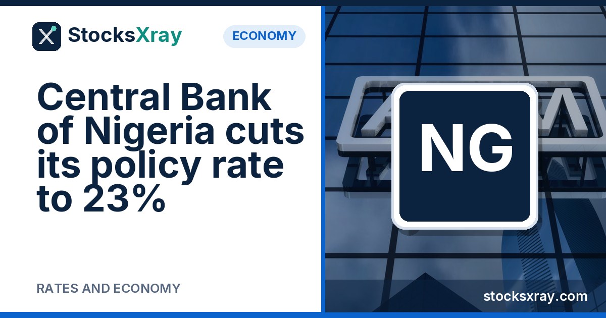 Central Bank of Nigeria cuts its policy rate to 23%